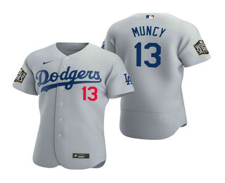 Men Los Angeles Dodgers #13 Max Muncy Gray 2020 World Series Authentic Flex Nike Jersey